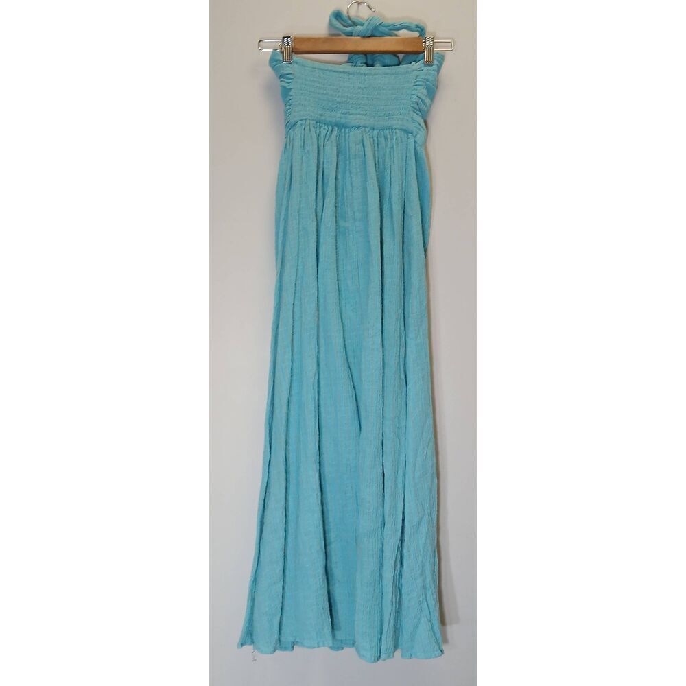 Mara Hoffman womens small Seersucker halter dress blue maxi organic cotton - Picture 7 of 10